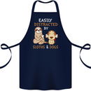 Easily Distracted Dogs & Sloths Funny ADHD Cotton Apron 100% Organic Navy Blue