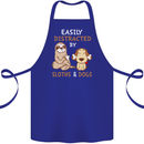 Easily Distracted Dogs & Sloths Funny ADHD Cotton Apron 100% Organic Royal Blue