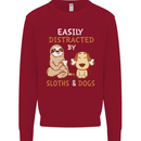 Easily Distracted Dogs & Sloths Funny ADHD Kids Sweatshirt Jumper Red