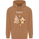 Easily Distracted Dogs & Sloths Funny ADHD Mens 80% Cotton Hoodie Caramel Latte