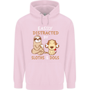 Easily Distracted Dogs & Sloths Funny ADHD Mens 80% Cotton Hoodie Light Pink
