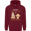 Easily Distracted Dogs & Sloths Funny ADHD Mens 80% Cotton Hoodie Maroon