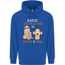 Easily Distracted Dogs & Sloths Funny ADHD Mens 80% Cotton Hoodie Royal Blue