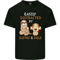 Easily Distracted Dogs & Sloths Funny ADHD Mens Cotton T-Shirt Tee Top Black