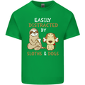 Easily Distracted Dogs & Sloths Funny ADHD Mens Cotton T-Shirt Tee Top Irish Green