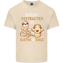 Easily Distracted Dogs & Sloths Funny ADHD Mens Cotton T-Shirt Tee Top Natural