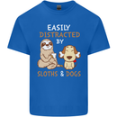 Easily Distracted Dogs & Sloths Funny ADHD Mens Cotton T-Shirt Tee Top Royal Blue