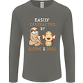 Easily Distracted Dogs & Sloths Funny ADHD Mens Long Sleeve T-Shirt Charcoal