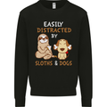 Easily Distracted Dogs & Sloths Funny ADHD Mens Sweatshirt Jumper Black
