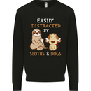 Easily Distracted Dogs & Sloths Funny ADHD Mens Sweatshirt Jumper Black