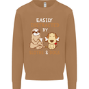 Easily Distracted Dogs & Sloths Funny ADHD Mens Sweatshirt Jumper Caramel Latte