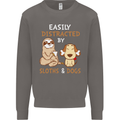 Easily Distracted Dogs & Sloths Funny ADHD Mens Sweatshirt Jumper Charcoal