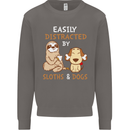 Easily Distracted Dogs & Sloths Funny ADHD Mens Sweatshirt Jumper Charcoal