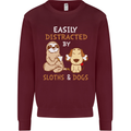Easily Distracted Dogs & Sloths Funny ADHD Mens Sweatshirt Jumper Maroon