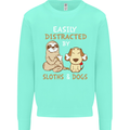Easily Distracted Dogs & Sloths Funny ADHD Mens Sweatshirt Jumper Peppermint
