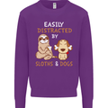 Easily Distracted Dogs & Sloths Funny ADHD Mens Sweatshirt Jumper Purple
