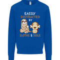 Easily Distracted Dogs & Sloths Funny ADHD Mens Sweatshirt Jumper Royal Blue