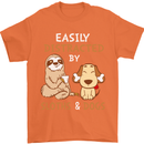 Easily Distracted Dogs & Sloths Funny ADHD Mens T-Shirt Cotton Gildan Orange