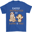 Easily Distracted Dogs & Sloths Funny ADHD Mens T-Shirt Cotton Gildan Royal Blue