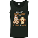 Easily Distracted Dogs & Sloths Funny ADHD Mens Vest Tank Top Black