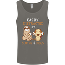 Easily Distracted Dogs & Sloths Funny ADHD Mens Vest Tank Top Charcoal