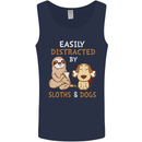Easily Distracted Dogs & Sloths Funny ADHD Mens Vest Tank Top Navy Blue