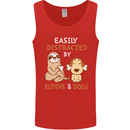 Easily Distracted Dogs & Sloths Funny ADHD Mens Vest Tank Top Red