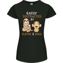 Easily Distracted Dogs & Sloths Funny ADHD Womens Petite Cut T-Shirt Black