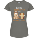 Easily Distracted Dogs & Sloths Funny ADHD Womens Petite Cut T-Shirt Charcoal