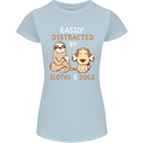 Easily Distracted Dogs & Sloths Funny ADHD Womens Petite Cut T-Shirt Light Blue
