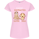 Easily Distracted Dogs & Sloths Funny ADHD Womens Petite Cut T-Shirt Light Pink