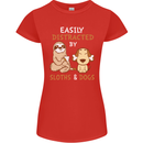 Easily Distracted Dogs & Sloths Funny ADHD Womens Petite Cut T-Shirt Red