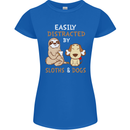 Easily Distracted Dogs & Sloths Funny ADHD Womens Petite Cut T-Shirt Royal Blue