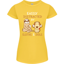 Easily Distracted Dogs & Sloths Funny ADHD Womens Petite Cut T-Shirt Yellow