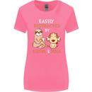 Easily Distracted Dogs & Sloths Funny ADHD Womens Wider Cut T-Shirt Azalea