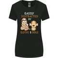 Easily Distracted Dogs & Sloths Funny ADHD Womens Wider Cut T-Shirt Black