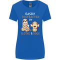Easily Distracted Dogs & Sloths Funny ADHD Womens Wider Cut T-Shirt Royal Blue