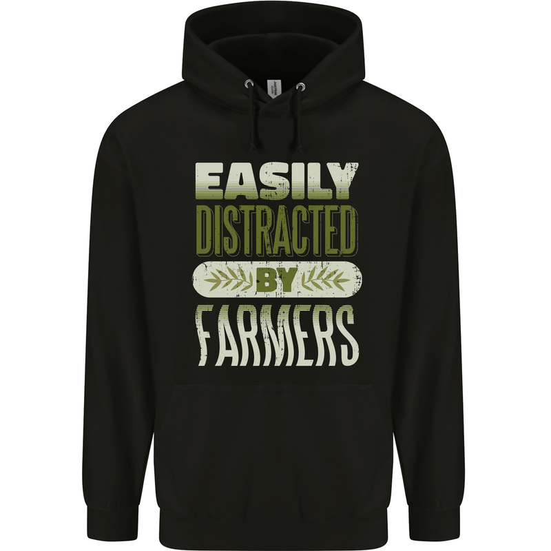 Easily Distracted Farmers Farming Childrens Kids Hoodie Black