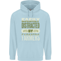 Easily Distracted Farmers Farming Childrens Kids Hoodie Light Blue