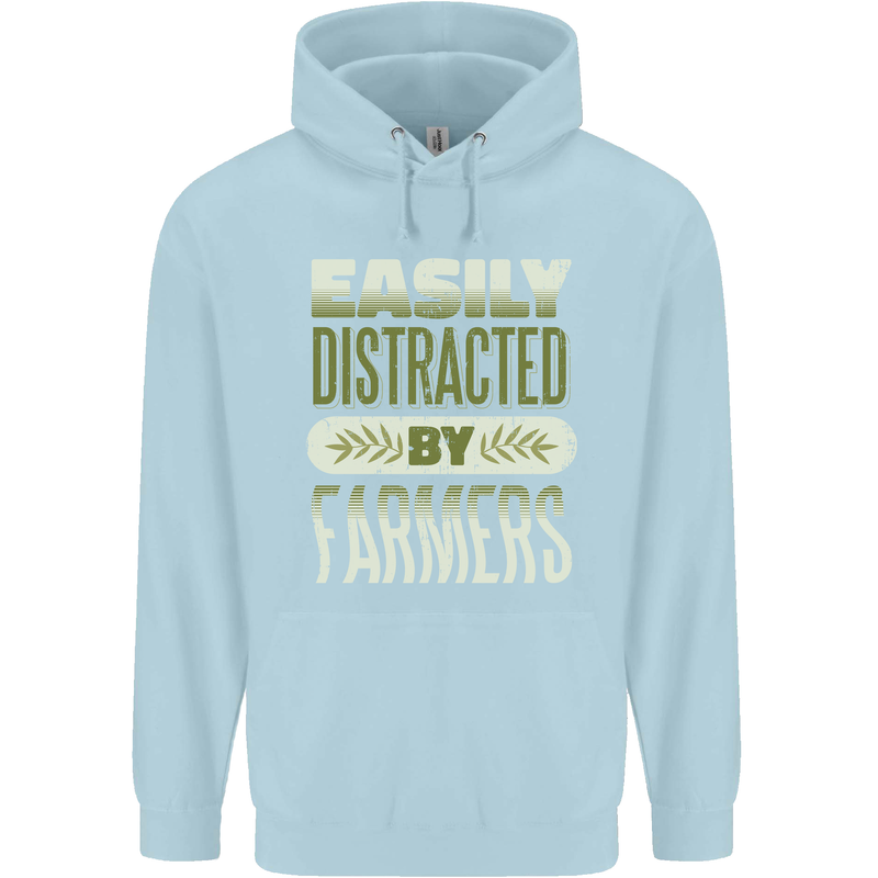 Easily Distracted Farmers Farming Childrens Kids Hoodie Light Blue