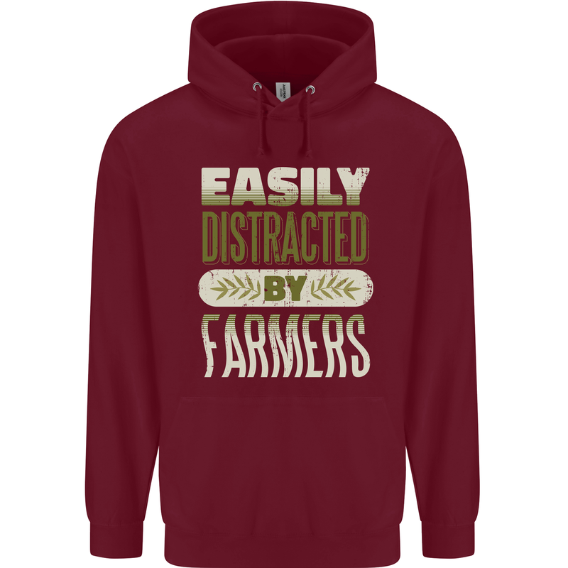 Easily Distracted Farmers Farming Childrens Kids Hoodie Maroon