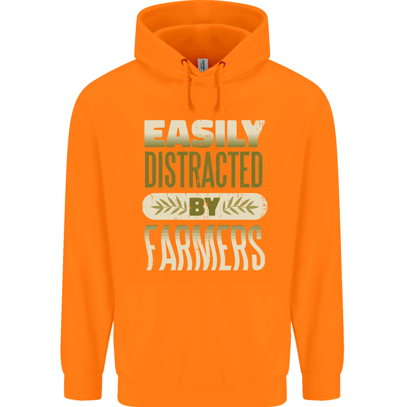 Easily Distracted Farmers Farming Childrens Kids Hoodie Orange