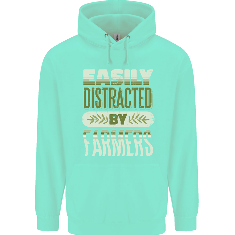 Easily Distracted Farmers Farming Childrens Kids Hoodie Peppermint