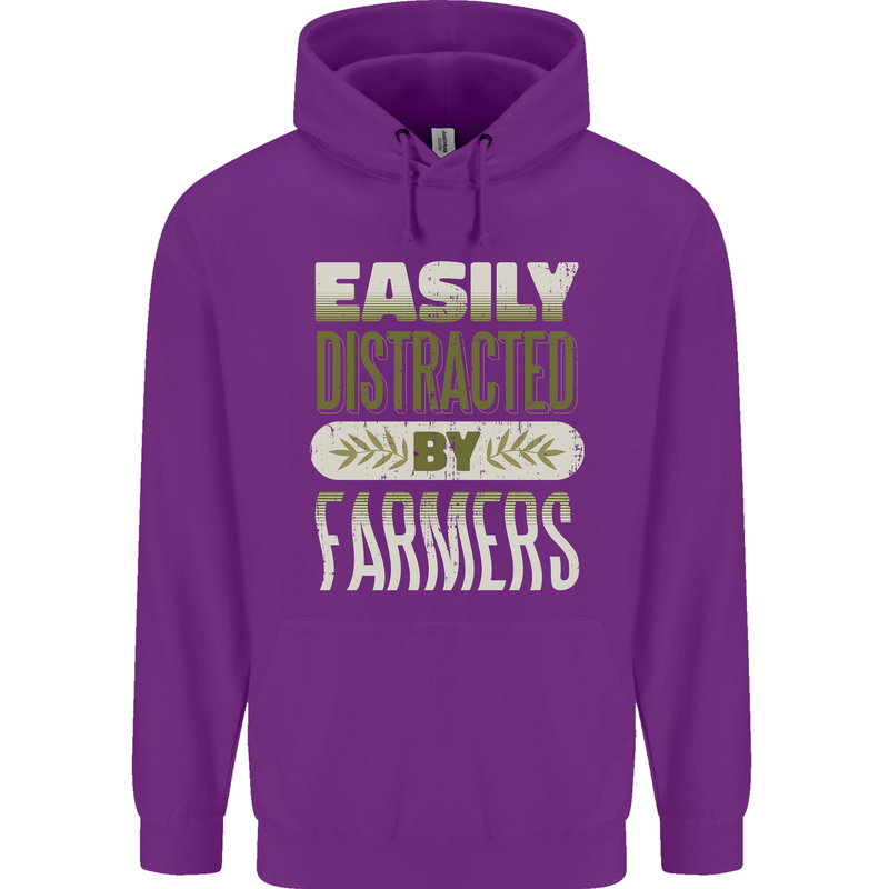 Easily Distracted Farmers Farming Childrens Kids Hoodie Purple