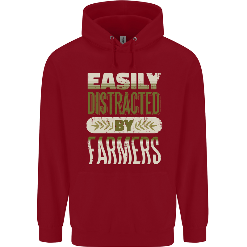 Easily Distracted Farmers Farming Childrens Kids Hoodie Red