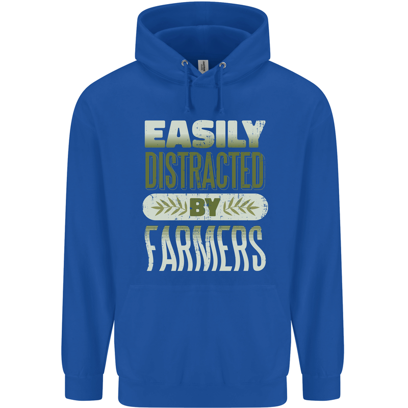 Easily Distracted Farmers Farming Childrens Kids Hoodie Royal Blue