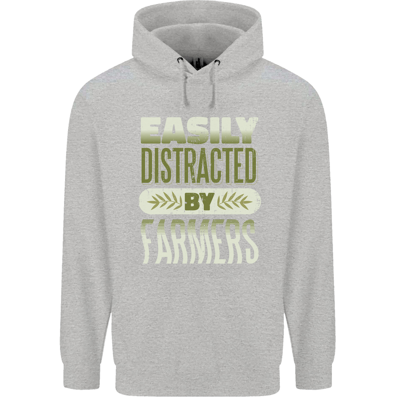 Easily Distracted Farmers Farming Childrens Kids Hoodie Sports Grey