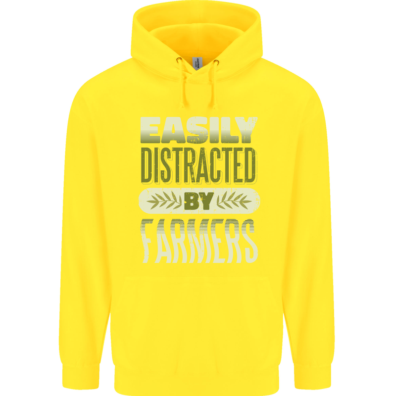 Easily Distracted Farmers Farming Childrens Kids Hoodie Yellow