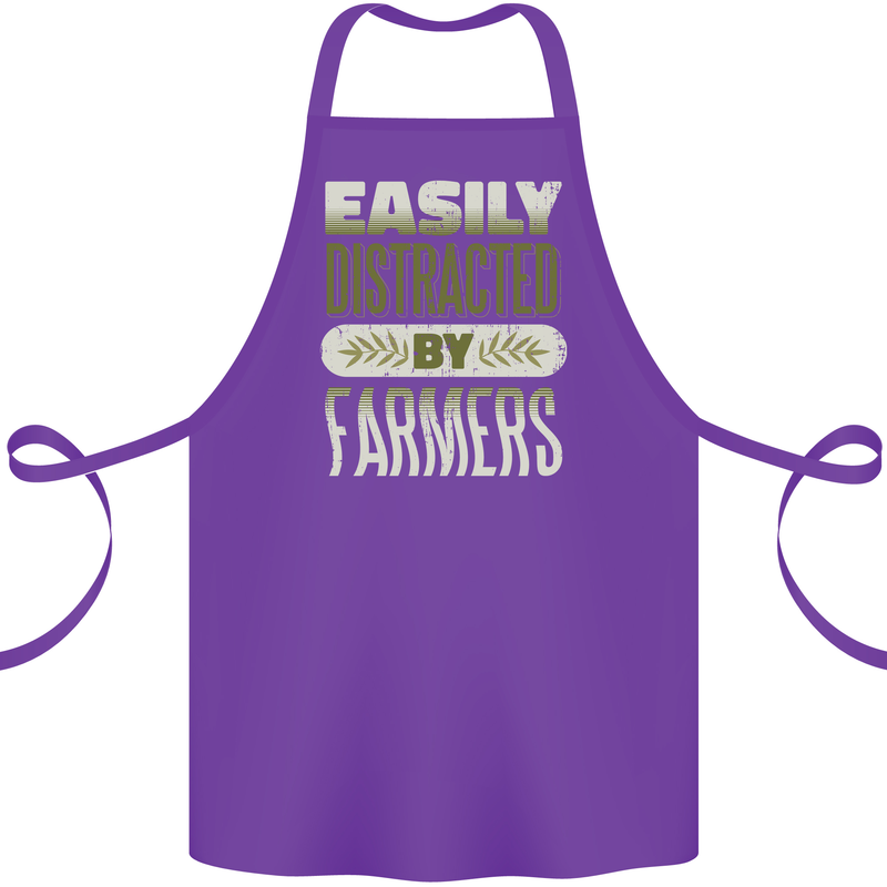 Easily Distracted Farmers Farming Cotton Apron 100% Organic Purple