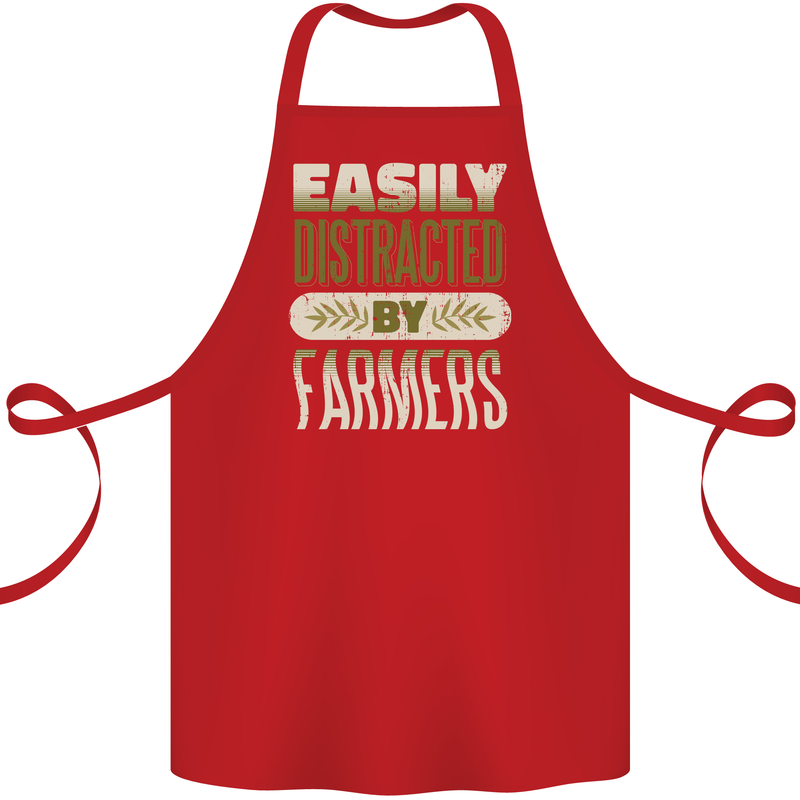 Easily Distracted Farmers Farming Cotton Apron 100% Organic Red